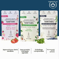 Dentifrice en pastilles Tanitabs - avec xylitol et hydroxyapatite - Saveur de Fraise - idéal pour enfants - Tanit - Paquet de recharge de 124 pastilles