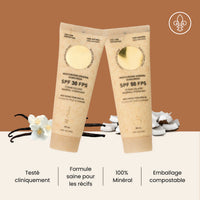 Écran Solaire minéral hydratant - FPS30 - Protection quotidienne avec légère senteur tropicale -  Noix de coco & vanille - Tanit - 90ml