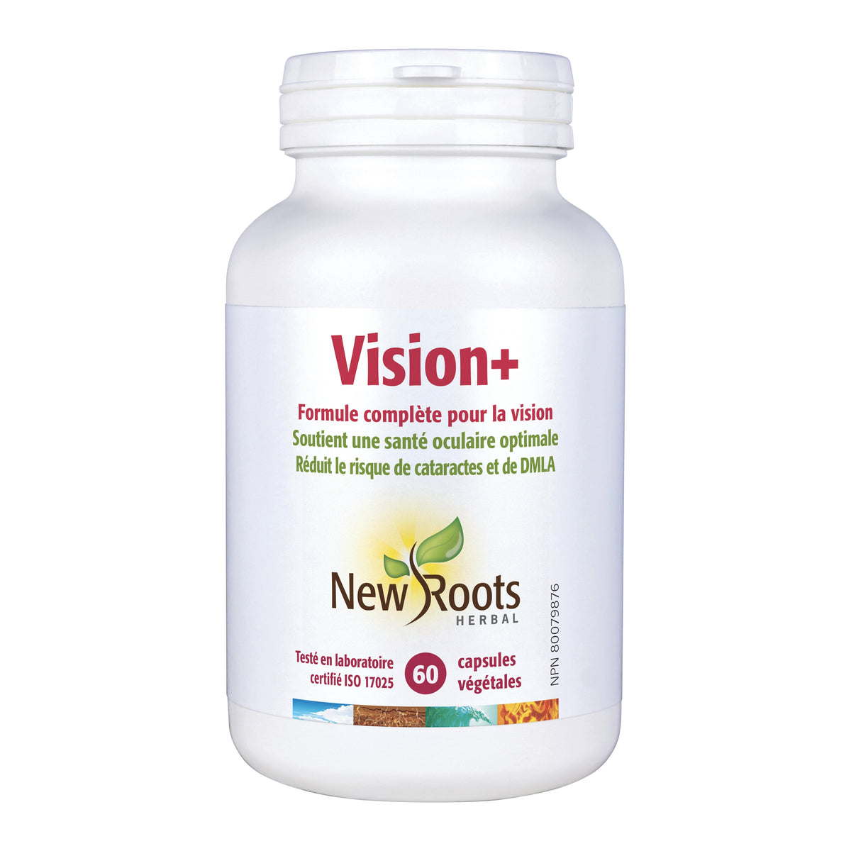 Vision+ Formule complète pour la vision - Soutient une santé oculaire optimale - Réduit le risque de dégénerescence maculaire et de cataractes - New Roots - 60 capsules