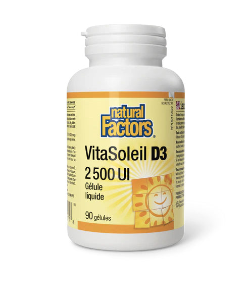 VitaSoleil - Vitamine D3 - 2500UI - Natural Factors - 360 gélules