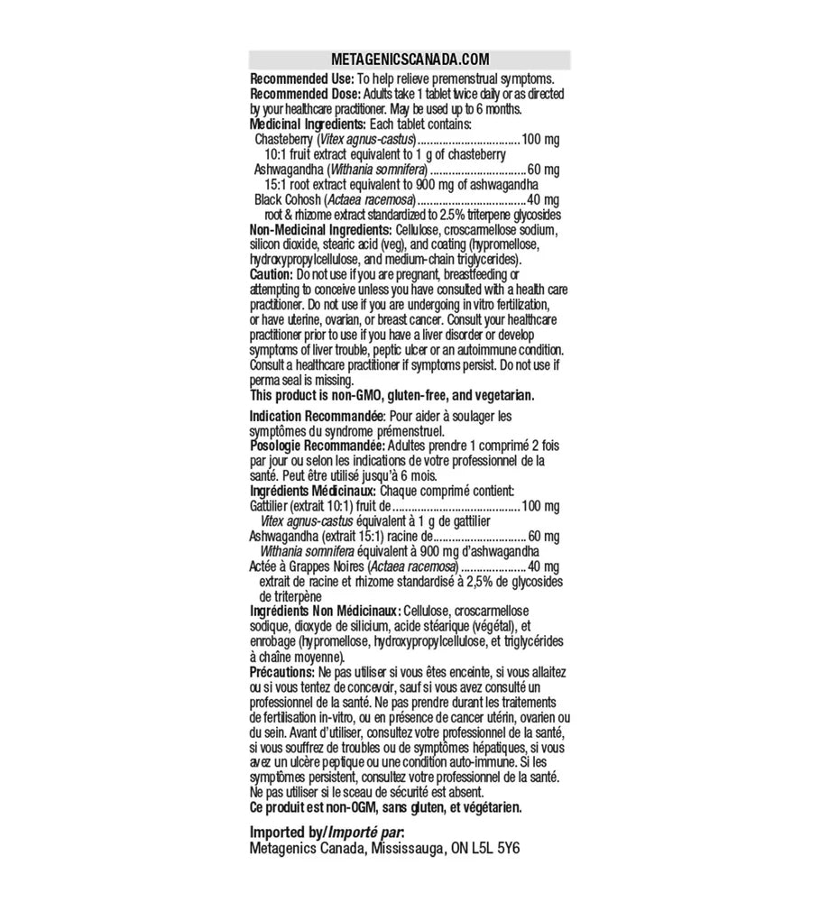 Chasteberry Plus - Metagenics - 60 comprmés