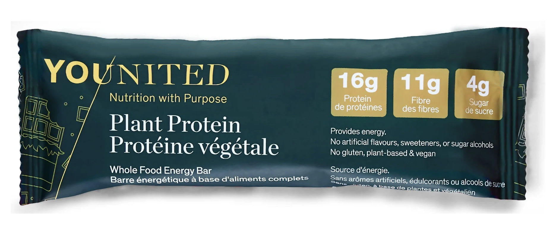 Barre énergétique complète protéinée végétale (16g) - Younited Wellness - Chocolat